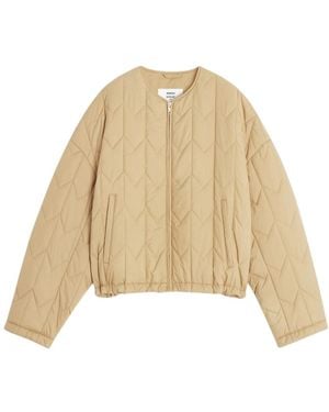 Maison Kitsuné Jassen ,Bruin ,Polyester Waterdichte Chevron Fox Gewatteerde Jas - Naturel