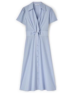mötivi Midi-Hemdbluse Aus Gestreiftem Popeline - Blau