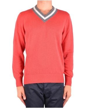 Brunello Cucinelli V-Neck Knitwear - Red