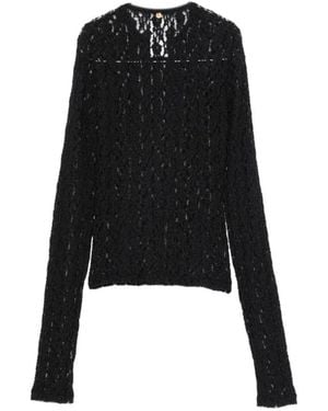 Liu Jo Spitzen-Langarmshirt - Schwarz
