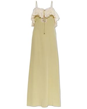 Chloé Zijden Jurk Met Kantafwerking - Metallic