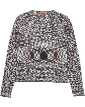 Missoni Truien & Vesten ,Veelkleurig ,Wol Trui Met Ronde Hals En Vlammotief - Grijs
