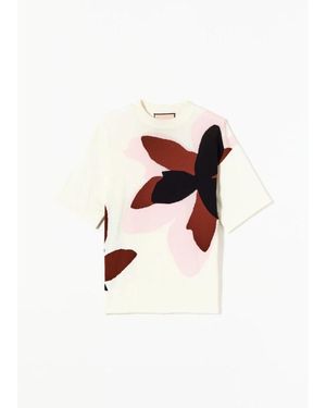 Plan C Truien & Vesten ,Wit ,Flower Intarsia Sweater - Rood