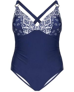 FIORELLA RUBINO Badmode ,Blauw ,Polyester Bandana-Print Badpak Uit Één Stuk