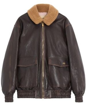 Valentino Leather Jackets - Brown