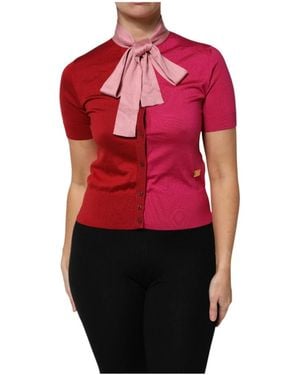 Dolce & Gabbana Rosa Seidenblusentop Mit Knöpfen - Rot