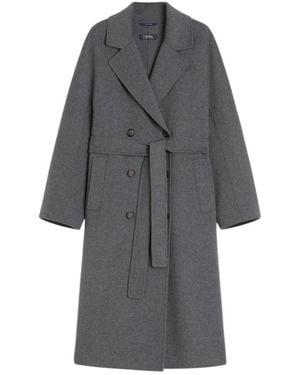 Max Mara Lange Double-Face Woljas - Grijs