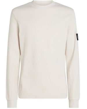 Calvin Klein Waffle Long Sleeve Top - White