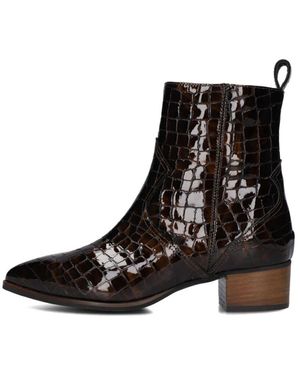 Notre-v Braune Kroko-Muster Stiefeletten - Schwarz