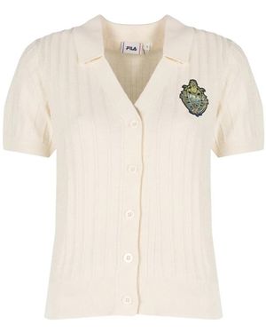 Fila Truien & Vesten ,Korte Mouw Gebreide Cardigan Met Kraag - Naturel