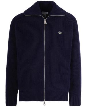 Lacoste Woll-Zip-Up-Pullover - Blau