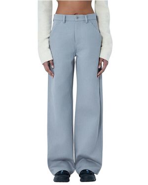 Rier Broeken ,Grijs ,Katoen Wide-Leg Tailored Broeken - Blauw