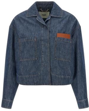 Fendi Chambray Denim Jas - Blauw