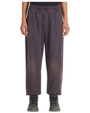 Balenciaga Logo-Bestickte Baumwoll-Track Pants - Grau