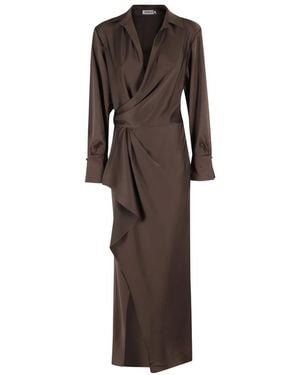 Jonathan Simkhai Kakao Drapiertes Midi-Kleid Mit Schlitz - Braun