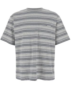 AFTER PRAY T-Shirt Mit Rundhalsausschnitt Und Allover-Streifenmotiv - Grau