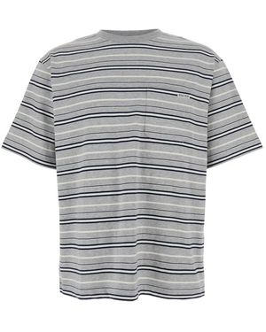 AFTER PRAY T-Shirt Mit Rundhalsausschnitt Und Allover-Streifenmotiv - Grau