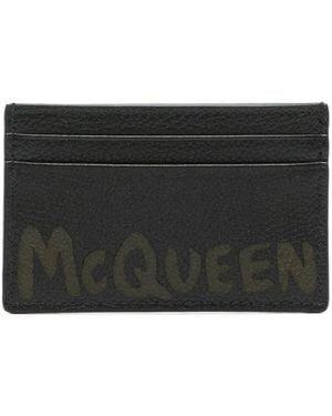 McQueen Kartenetui Aus Genarbtem Leder - Schwarz