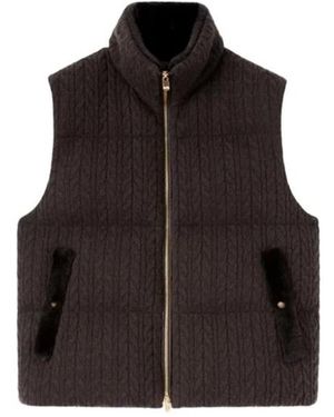 Agnona Jassen ,Bruin ,Kasjmier Gebreide Kasjmier Cropped Puffer Vest