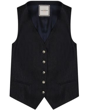 Tagliatore Gracie Mouwloze V-Hals Vest - Zwart