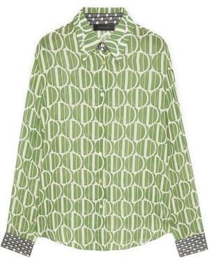 Elena Miro Overhemden ,Groen ,Gedrukte Georgette Shirt