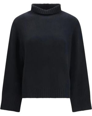 Allude Truien & Vesten ,Blauw ,Wol Pullover Met Boothals - Zwart