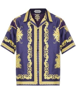 Versace Seidenhemd Mit Neuem Barocco-Print - Blau