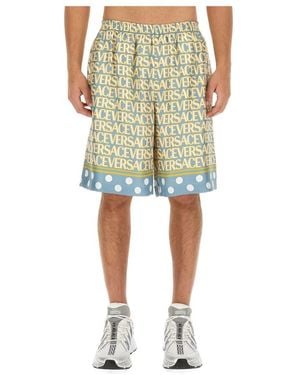 Versace Printed Silk Shorts - Groen