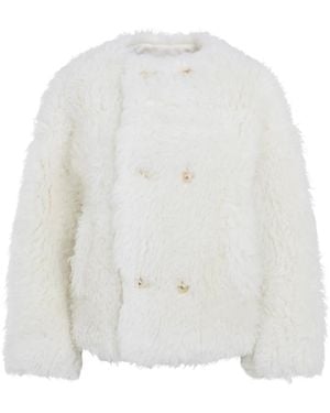 Celine Faux Fur & Shearling Jackets - White