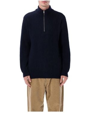 COLORFUL STANDARD Quarter-Zip-Pullover - Blau
