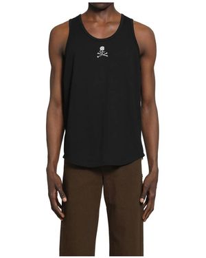 MASTERMIND WORLD Tops ,Zwart ,Katoen Swarovski Crystals Loopwheel Tank