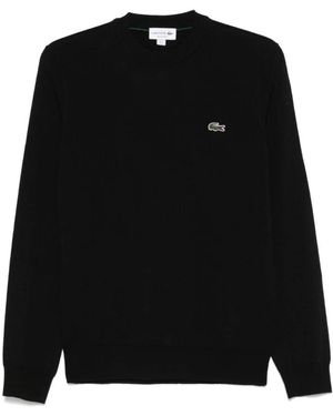 Lacoste Hoodies & Sweatvesten ,Zwart ,Wol Crew Neck Sweatshirt