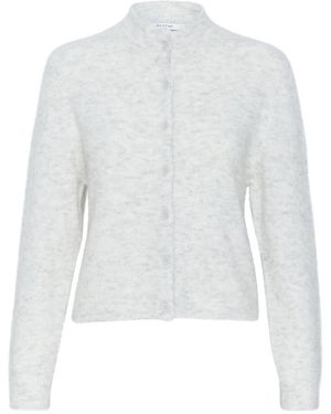 Gestuz Truien & Vesten ,Grijs ,Wol Gebreid Vest - Wit