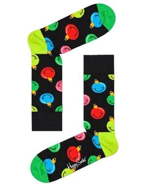 Happy Socks Schwarze baumwoll-weihnachtsstil-socken - Grün