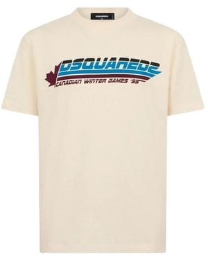 DSquared² Tops ,Katoen Cool Fit T-Shirt - Naturel