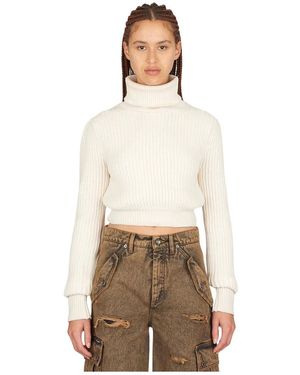 Dolce & Gabbana Truien & Vesten ,Wol Crop Rib Sweater - Naturel
