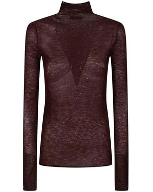 Pinko Rollkragenpullover Aus Moosgarn - Lila
