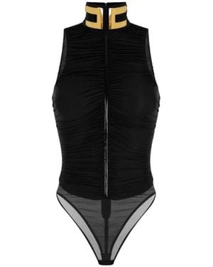 Elisabetta Franchi Tops ,Zwart ,Bodysuit Met Juwelenkraag