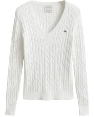 GANT V-Neck Trui - Wit