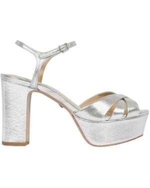SCHUTZ SHOES Silberne Sandalen Mit Offener Zehenpartie Und Blockabsatz - Mettallic