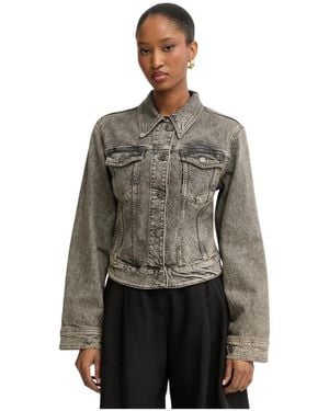 Pinko Jassen ,Grijs ,Denim Short Denim Jacket