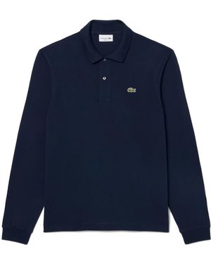 Lacoste Tops ,Blauw ,Katoen Klassiek Poloshirt Met Lange Mouwen