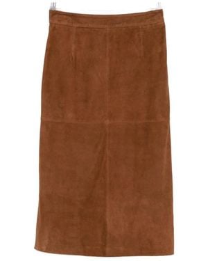 Marella Leather Skirts - Brown