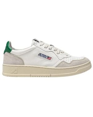 Autry Schoenen ,Wit ,Katoen Witte Leren Sneakers Stijlvol Comfortabel