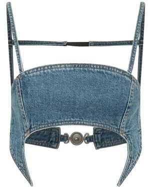 Marine Serre Tops ,Blauw ,Denim Moon Denim Bra Top