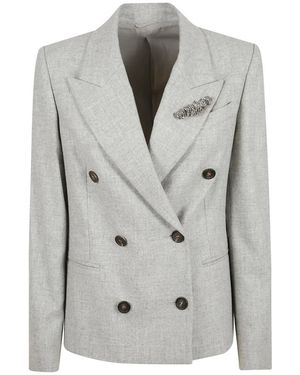 Brunello Cucinelli Double-Breasted Blazer - Grijs