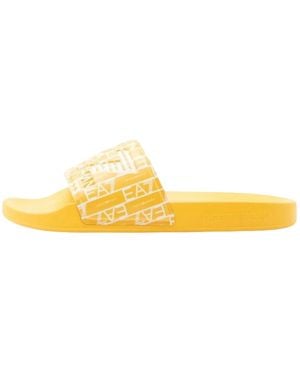 EA7 Schoenen ,Geel ,Rubber Slides With Logo