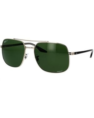 Ray-Ban Vierkante Gepolariseerde Zonnebril Metalen Design - Groen