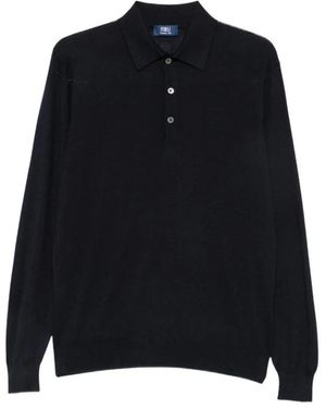 Fedeli Tops ,Blauw ,Mu 0L6547 Poloshirt Sweater - Zwart