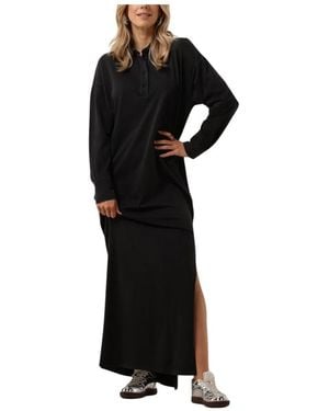 Alix The Label Gestricktes Maxi-Polodress - Schwarz